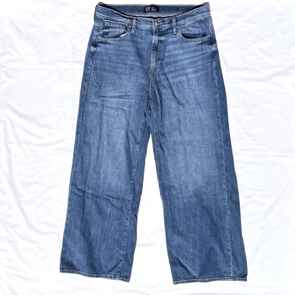 GAP Women's Wide Leg Flare Jeans - Medium Blue Denim
